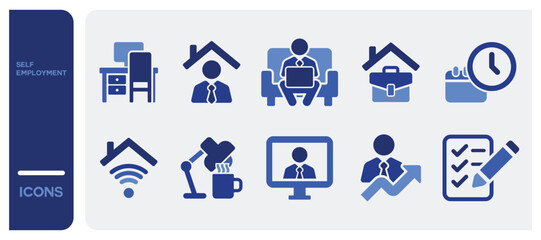 Set of self employment, freelance work, vector icons