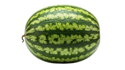 Fresh green watermelon isolated PNG on transparent background, whole striped fruit for healthy eating and summer designs © PAPADOMUS