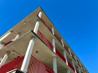 Low angle view of a modern apartment building in Oranienburg, Germany