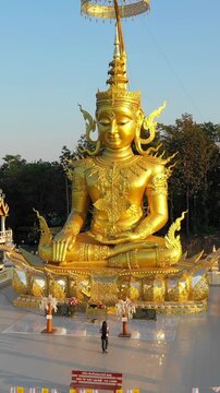 Golden Buddha Statue in the ubosot at Wat Phanan Choeng temple,Phra Nakhon Si Ayutthaya, Thailand, World Heritage Site , Public place