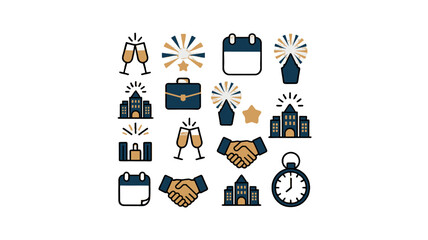 Various icon related to business event.