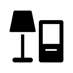 間接照明とリモコンのシルエットアイコン素材