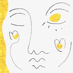 line art face with golden details 