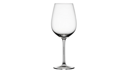 Elegant wine glass isolated PNG on transparent background, crystal stemware for wine tasting and special occasions, clear glassware