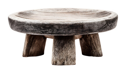 Rustic Wooden Stool for Garden Decor &ndash; Minimal Natural Design (Isolated)