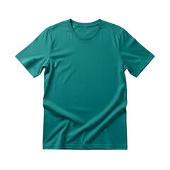 Blank template of stylish casual dark teal blue athletic t shirt mockup on transparent alpha background ideal for comfortable sports and active lifestyle apparel presentation