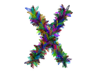 Colorful Hand Drawn Alphabet Letter X Isolated On Transparent Background