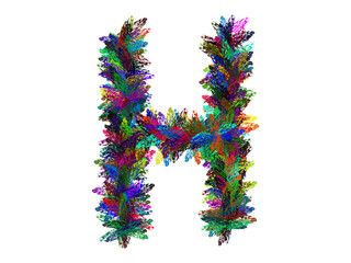 Colorful Hand Drawn Alphabet Letter H Isolated On Transparent Background
