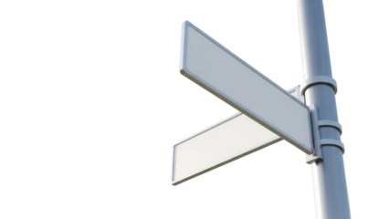 Blank street sign isolated PNG on transparent background, empty road name signage for city navigation and urban planning