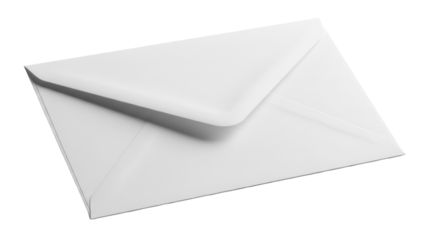 Blank white envelope PNG isolated on transparent background, stationery for mailing letters and sending correspondence