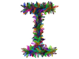 Colorful Hand Drawn Alphabet Letter I Isolated On Transparent Background