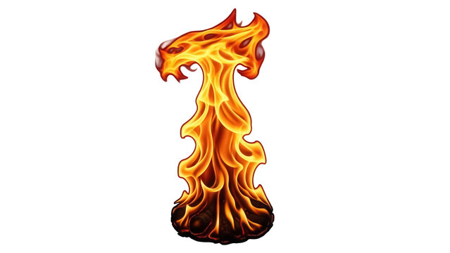 Fiery flame PNG isolated on transparent background, vibrant orange and yellow fire element for graphic design and special effects