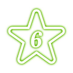 pink star icon glowing neon with number 6