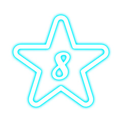 pink star icon glowing neon with number 8