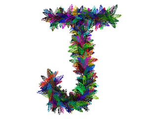 Colorful Hand Drawn Alphabet Letter J Isolated On Transparent Background