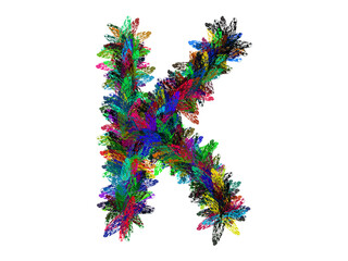 Colorful Hand Drawn Alphabet Letter K Isolated On Transparent Background