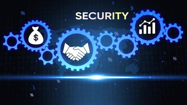 Business Security Finance Concept with Gears and gear security financial