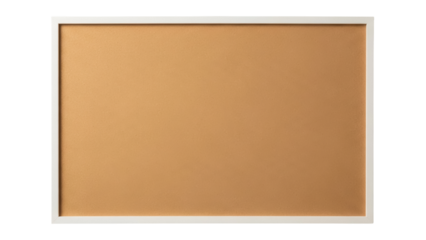 Cork board with white frame isolated on transparent background, bulletin board for office or home organization and display PNG