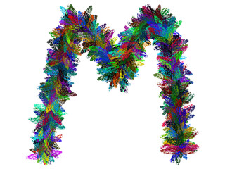 Colorful Hand Drawn Alphabet Letter M Isolated On Transparent Background