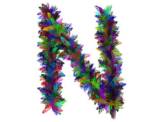 Colorful Hand Drawn Alphabet Letter N Isolated On Transparent Background
