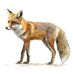 Fototapeta premium Fox, watercolor artwork with intricate patterns and vibrant, isolated on a white background.