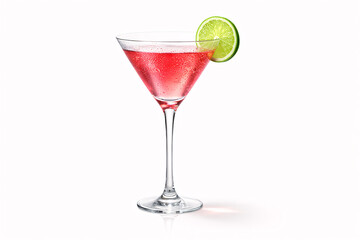 isolated cosmopolitan on a white background garnished with a lime image prompt