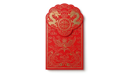 Chinese red envelope with gold dragon embossed design for lunar new year lucky money gift