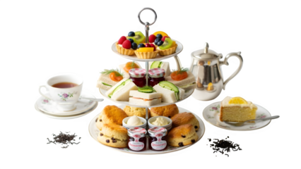 Tea time snack isolated on PNG background.