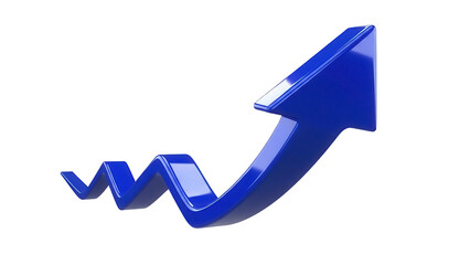 Blue arrow pointing up PNG isolated on transparent background, growth and success concept for business and finance presentations