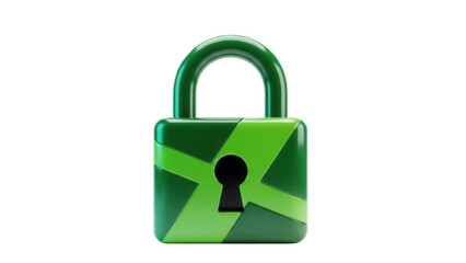 Green padlock PNG isolated on transparent background, security and protection concept for graphic design and web elements