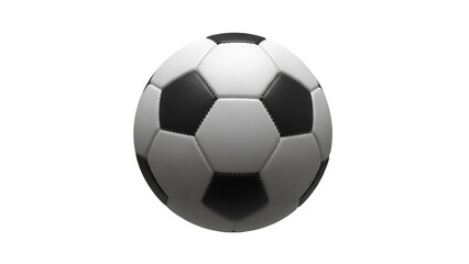 Fototapeta premium Classic black and white soccer ball PNG isolated on transparent background, sports equipment for football games and athletic design