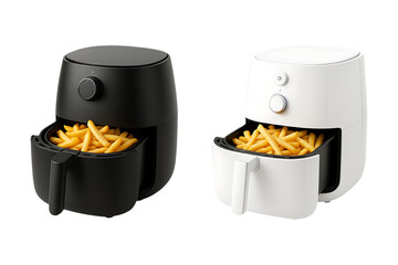 Modern Air Fryers with French Fries Kitchen Appliance Isolated on a Transparent Background