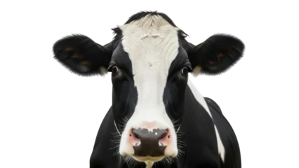 Fototapete Rund Kuh Black and white Holstein cow PNG isolated on transparent background, dairy cattle livestock farm animal for milk production  © Hugo