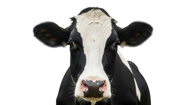 Black and white Holstein cow PNG isolated on transparent background, dairy cattle livestock farm animal for milk production