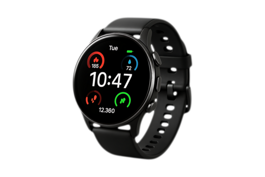 Modern Smartwatch Fitness Tracker Wearable Technology Isolated on a Transparent Background - Powered by Adobe