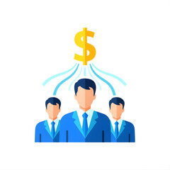 Business people holding dollar symbol representing money and financial success