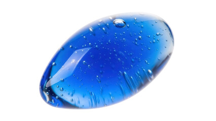 Blue glass pebble isolated PNG on transparent background, decorative gem for crafts and design projects