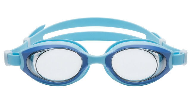 Blue swimming goggles isolated PNG on transparent background, water sport equipment for swim training and recreational use