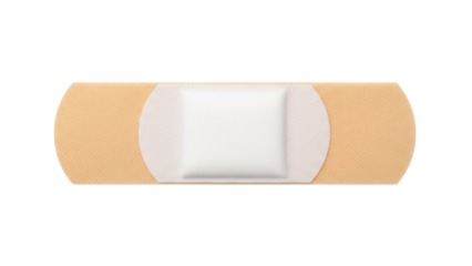 Adhesive bandage PNG isolated on transparent background, first aid plaster for wound care and medical treatment