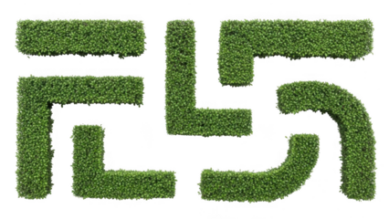 Topiary letters and numbers isolated on transparent background