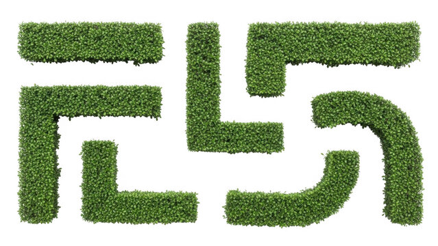 Topiary letters and numbers isolated on transparent background