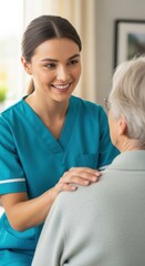 Obraz premium Nurse Comforts Elderly Patient With Gentle Touch
