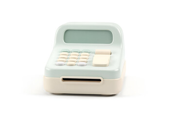 3D claymorphism cute cash register icon for retail transactions and business payment isolated on white background