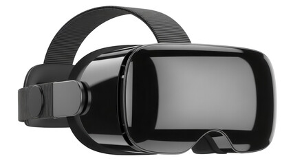 Sleek black VR headset PNG isolated on transparent background, virtual reality device for gaming and immersive experiences