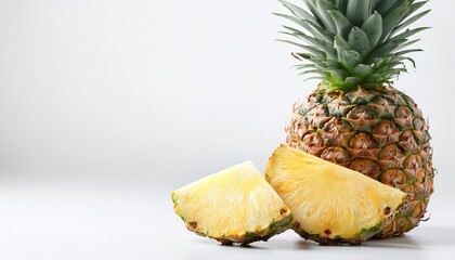 fresh juicy pineapple on empty white background