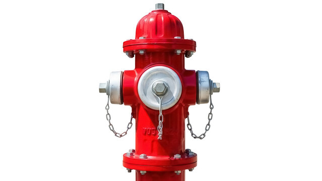 Bright red fire hydrant isolated PNG, emergency equipment for firefighting and water supply on transparent background