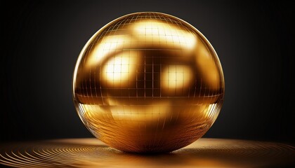 shiny reflective golden sphere isolated transparent cutout