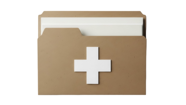 Medical record folder PNG isolated on transparent background, healthcare information and patient data management - Powered by Adobe