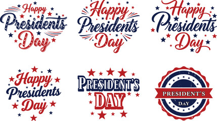 Happy President's Day lettering with American flags vector illustration, Presidents day in USA, calligraphic design for print greetings card, sale banner, poster © noorskills