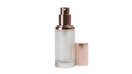 Elegant cosmetic bottle with pump isolated PNG on transparent background, skincare product for beauty and personal care